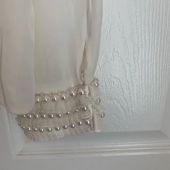 Alice + Olivia White Sheer Button Down Shirt - Picture 4 of 8